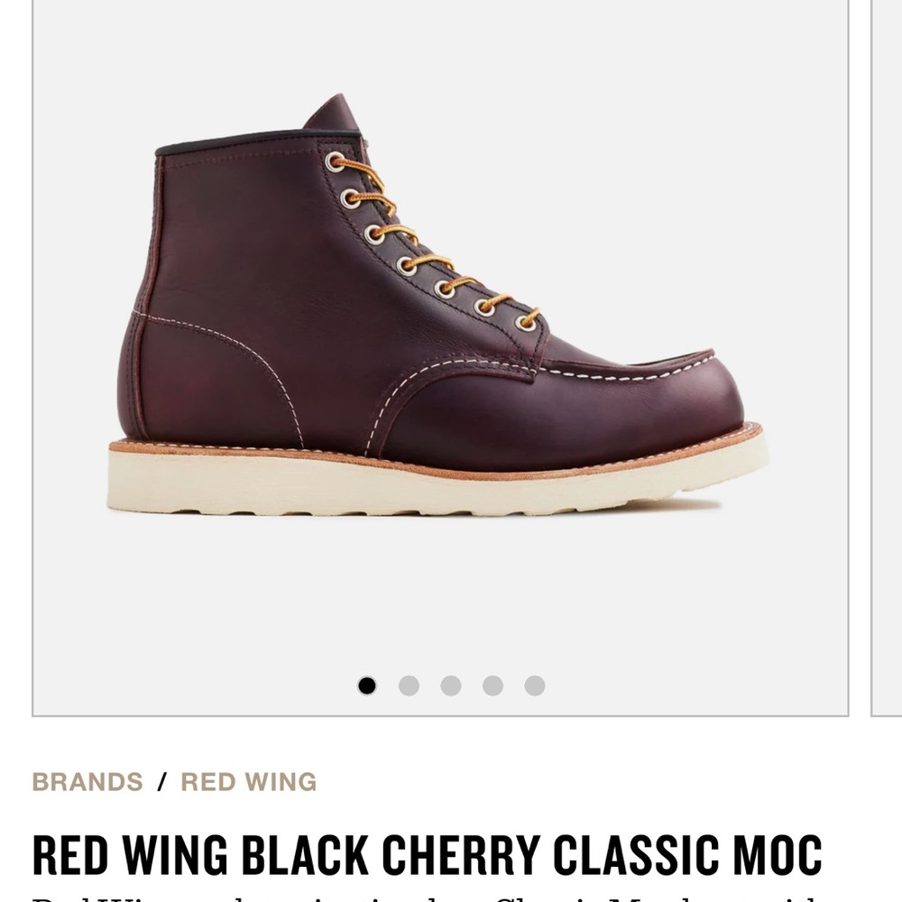 Men’s Red Wing Classic Moc Toe 8847 Boots Black Cherry Leather Size 7 worn once! - Picture 14 of 16